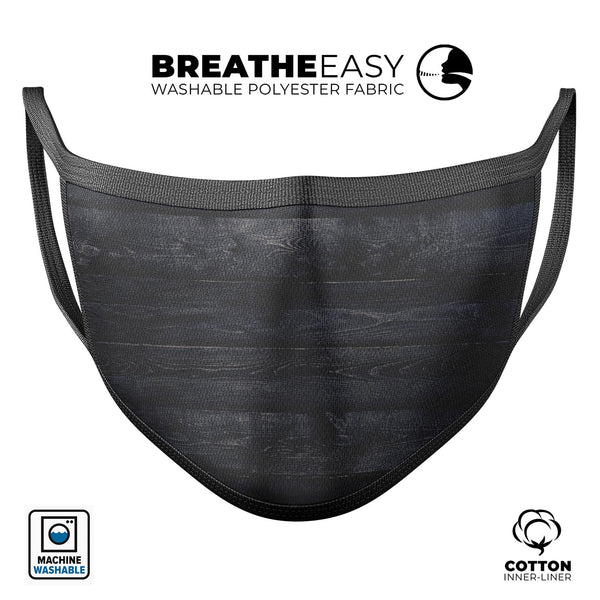 Shades of Black Vintage Wood - Made in USA Mouth Cover Unisex Anti-Dust Cotton Blend Reusable & Washable Face Mask with Adjustable Sizing for Adult or Child