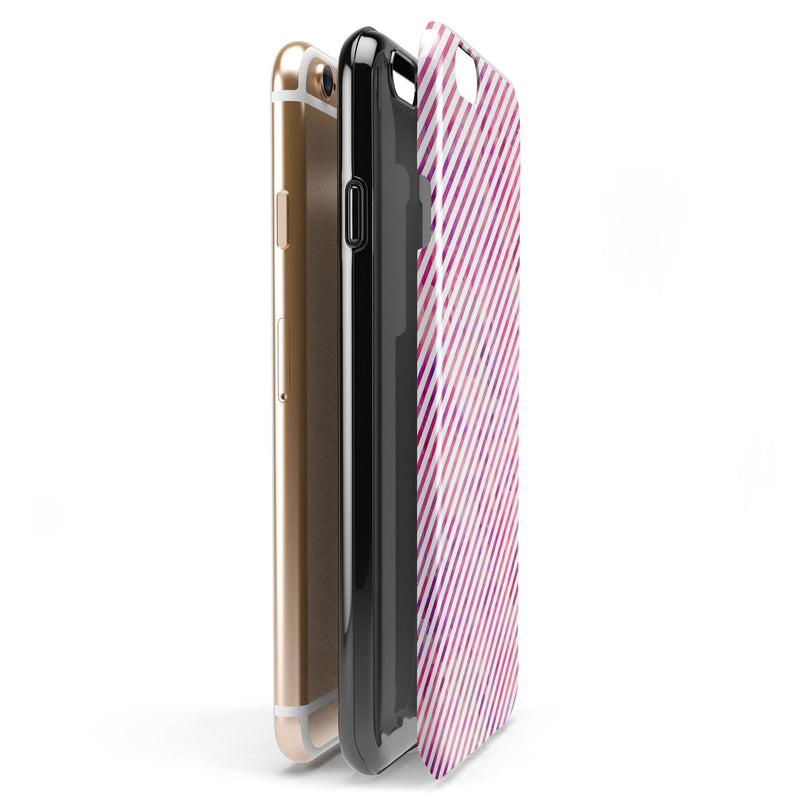 Slanted White Lines Over Multicolored Clouds iPhone 6/6s or 6/6s Plus 2-Piece Hybrid INK-Fuzed Case