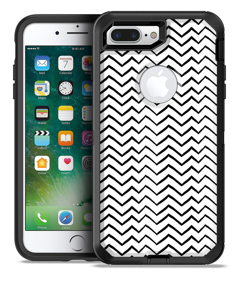 Slate Black Contrasting Bold and Thin Chevron - iPhone 7 or 7 Plus Commuter Case Skin Kit