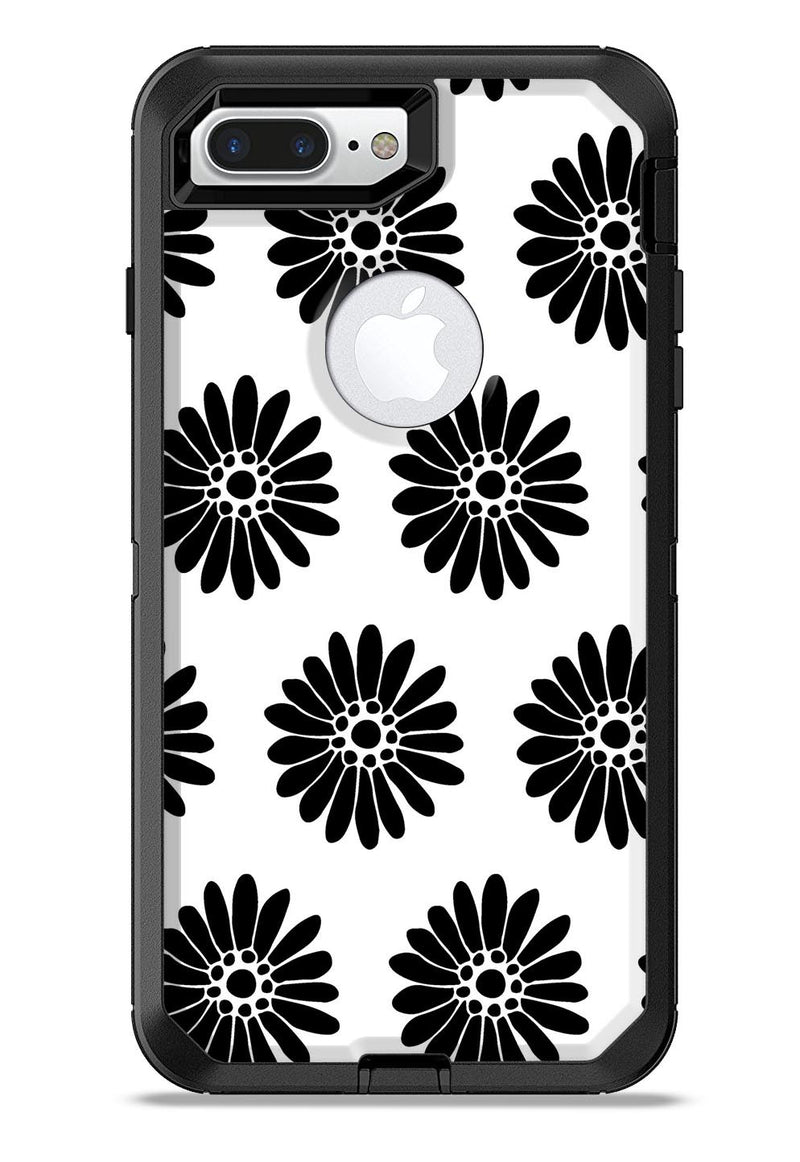 Slate Black Daisy's with Translucent Backing - iPhone 7 or 7 Plus Commuter Case Skin Kit