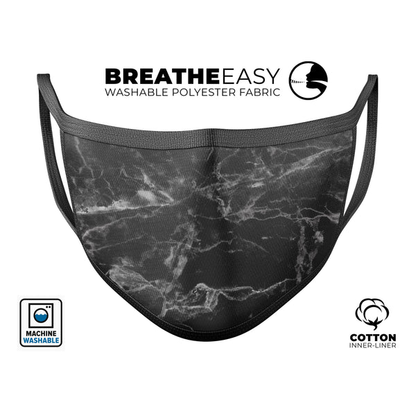 Smooth Black Marble - Made in USA Mouth Cover Unisex Anti-Dust Cotton Blend Reusable & Washable Face Mask with Adjustable Sizing for Adult or Child