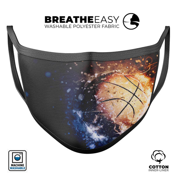 Space Basketball - Made in USA Mouth Cover Unisex Anti-Dust Cotton Blend Reusable & Washable Face Mask with Adjustable Sizing for Adult or Child