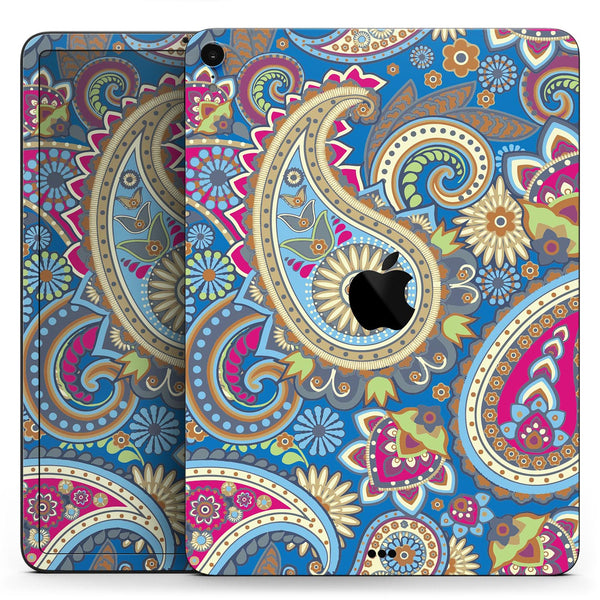 Subtle Blue & Yellow Paisley Pattern - Full Body Skin Decal for the Apple iPad Pro 12.9", 11", 10.5", 9.7", Air or Mini (All Models Available)
