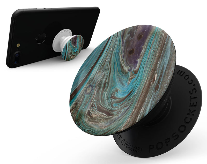 Swirling Dark Acrylic Marble - Skin Kit for PopSockets and other Smartphone Extendable Grips & Stands