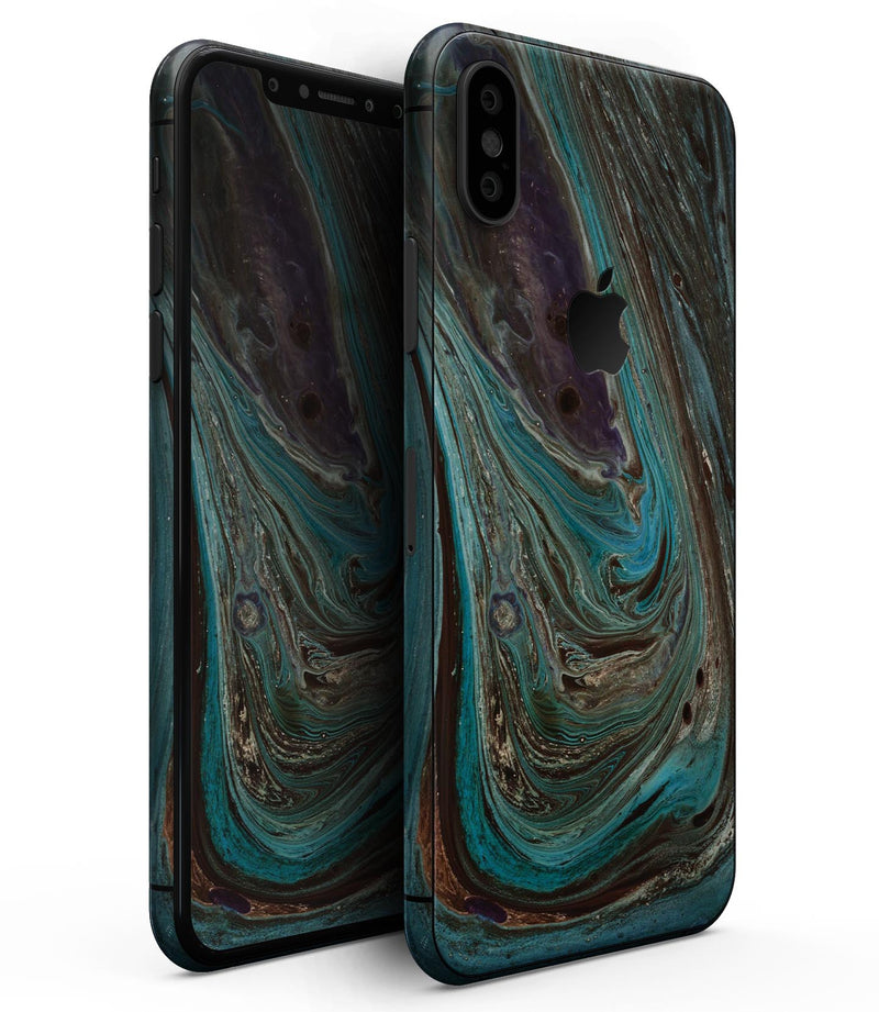 Swirling Dark Acrylic Marble - iPhone XS MAX, XS/X, 8/8+, 7/7+, 5/5S/SE Skin-Kit (All iPhones Avaiable)