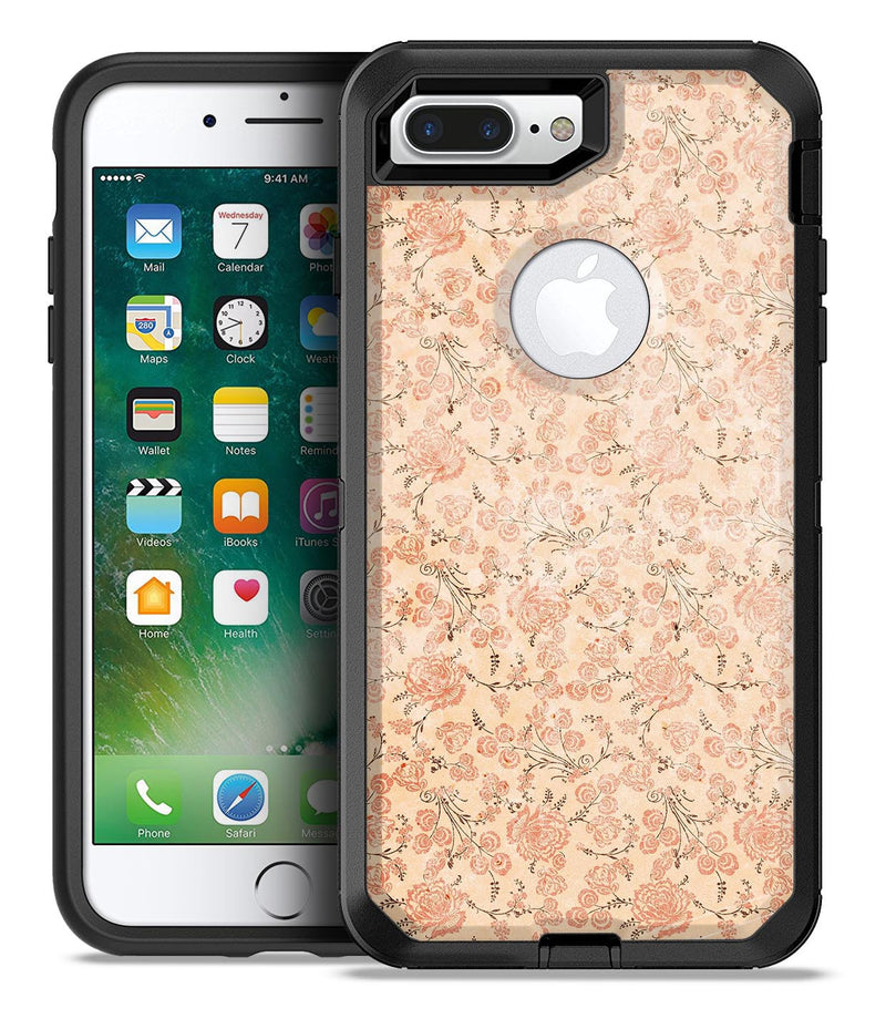 Tangerine Grunge Floral Pattern - iPhone 7 or 7 Plus Commuter Case Skin Kit