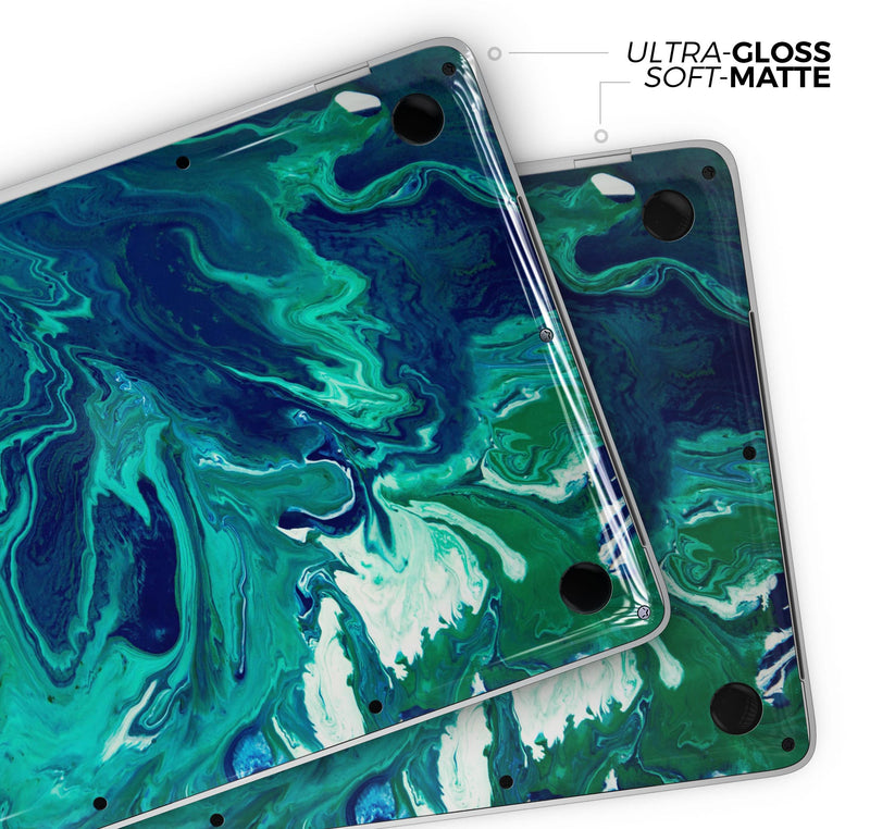 Teal Oil Mixture - Skin Decal Wrap Kit Compatible with the Apple MacBook Pro, Pro with Touch Bar or Air (11", 12", 13", 15" & 16" - All Versions Available)