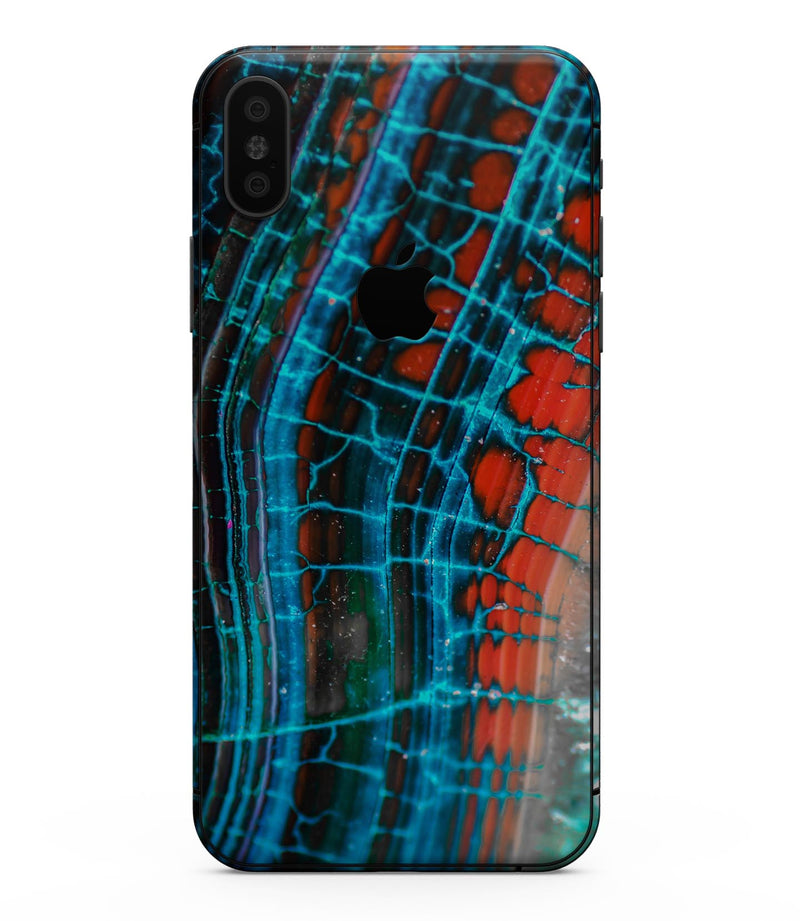 Teal Blue Red Dragon Vein Agate V2 - iPhone XS MAX, XS/X, 8/8+, 7/7+, 5/5S/SE Skin-Kit (All iPhones Avaiable)