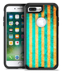 Teal Green Vertical Stripes of Gold - iPhone 7 or 7 Plus Commuter Case Skin Kit
