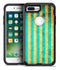 Teal Green Vertical Stripes of Gold - iPhone 7 or 7 Plus Commuter Case Skin Kit