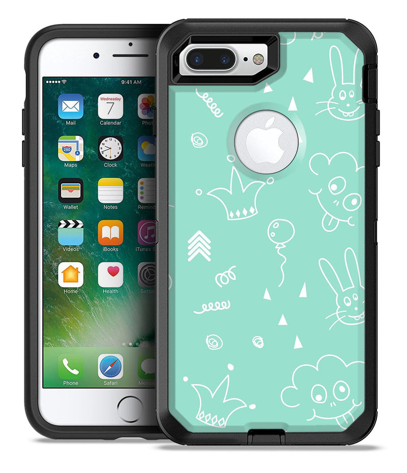 Teal Joker Mint Pattern - iPhone 7 or 7 Plus Commuter Case Skin Kit