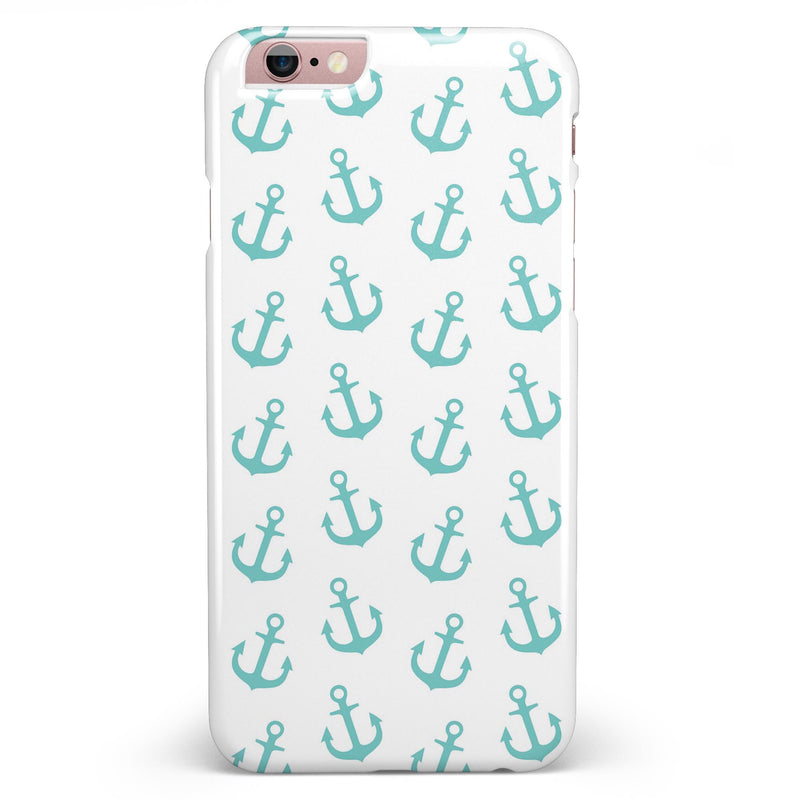 Teal Micro Anchors iPhone 6/6s or 6/6s Plus INK-Fuzed Case