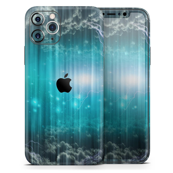 Teal Twilight Zone with Strikes of Lightening - Skin-Kit compatible with the Apple iPhone 12, 12 Pro Max, 12 Mini, 11 Pro or 11 Pro Max (All iPhones Available)
