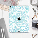 Teal Zendoodle Feathers - Full Body Skin Decal for the Apple iPad Pro 12.9", 11", 10.5", 9.7", Air or Mini (All Models Available)