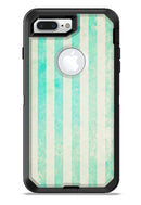 Teal and Green Grunge Vertical Stripes - iPhone 7 or 7 Plus Commuter Case Skin Kit