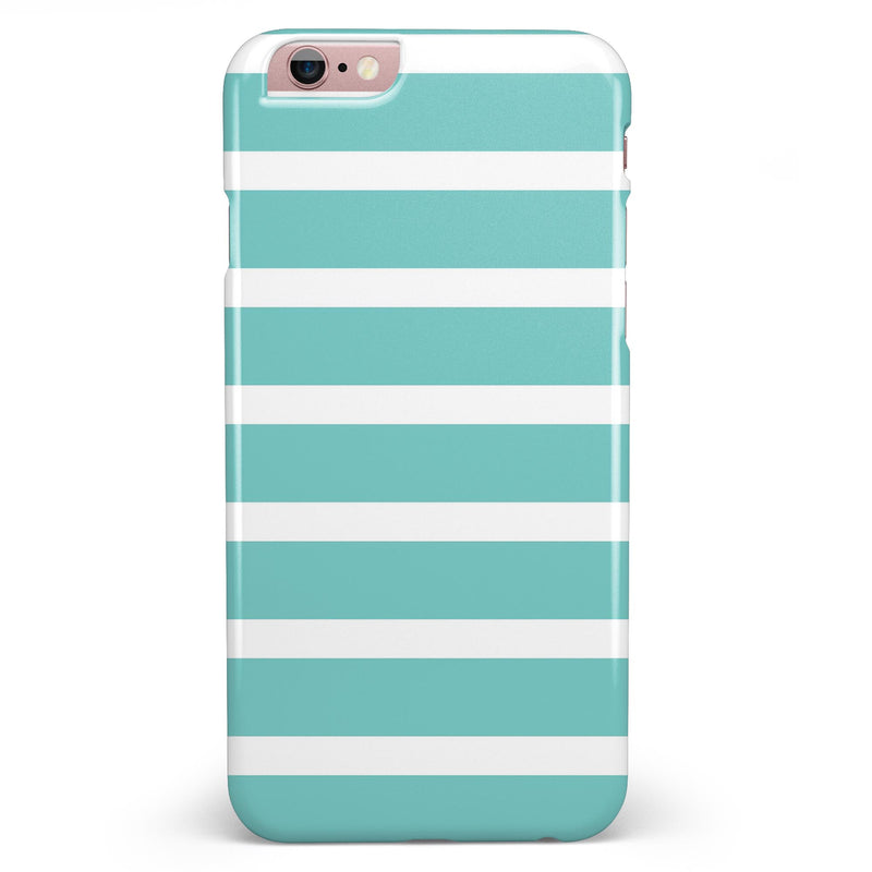 Teal and White horizontal Stripes iPhone 6/6s or 6/6s Plus INK-Fuzed Case