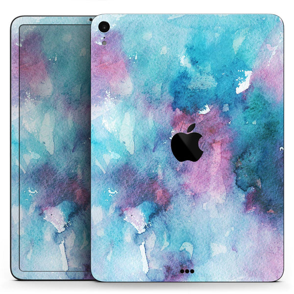 Teal to Pink 434 Absorbed Watercolor Texture - Full Body Skin Decal for the Apple iPad Pro 12.9", 11", 10.5", 9.7", Air or Mini (All Models Available)