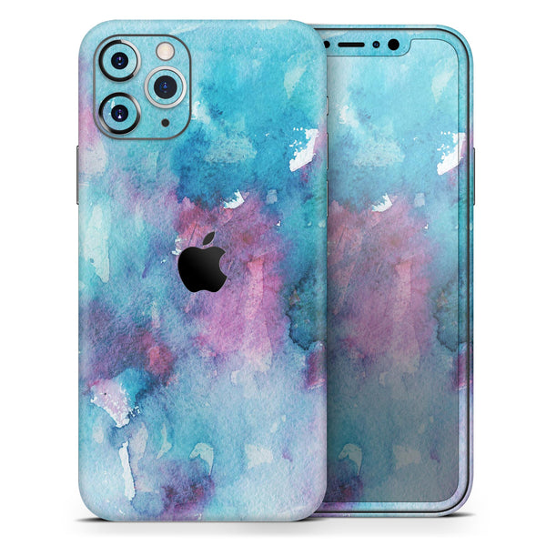 Teal to Pink 434 Absorbed Watercolor Texture - Skin-Kit compatible with the Apple iPhone 12, 12 Pro Max, 12 Mini, 11 Pro or 11 Pro Max (All iPhones Available)
