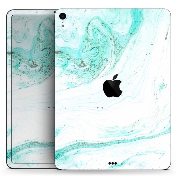 Teal v4 Textured Marble - Full Body Skin Decal for the Apple iPad Pro 12.9", 11", 10.5", 9.7", Air or Mini (All Models Available)