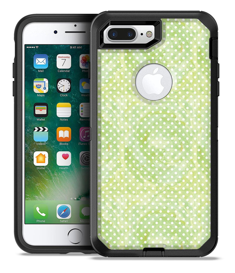 Teeny Tiny White Polka Dots on Light Green Watercolor - iPhone 7 or 7 Plus Commuter Case Skin Kit