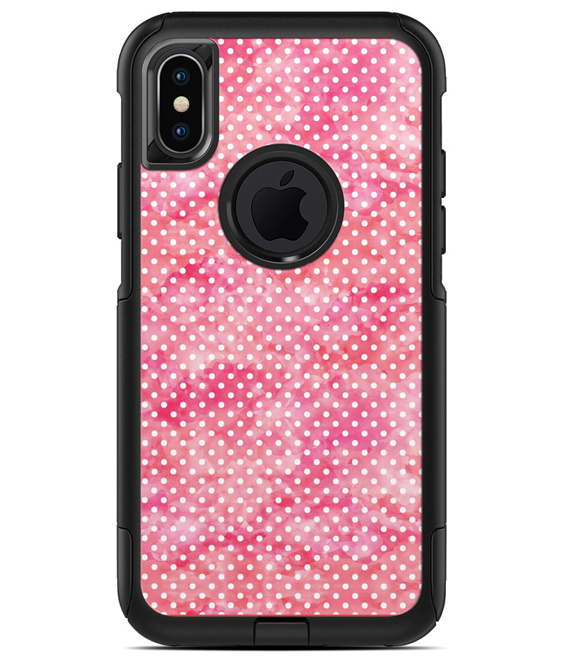 Teeny Tiny White Polka Dots on Pink Watercolor - iPhone X OtterBox Case & Skin Kits