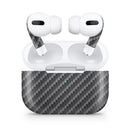 Textured Black Carbon Fiber - Full Body Skin Decal Wrap Kit for the Wireless Bluetooth Apple Airpods Pro, AirPods Gen 1 or Gen 2 with Wireless Charging
