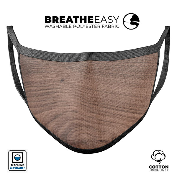 Textured Raw Walnut - Made in USA Mouth Cover Unisex Anti-Dust Cotton Blend Reusable & Washable Face Mask with Adjustable Sizing for Adult or Child