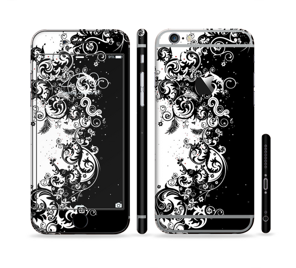 The Abstract Black & White Swirls Sectioned Skin Series for the Apple iPhone 6/6s