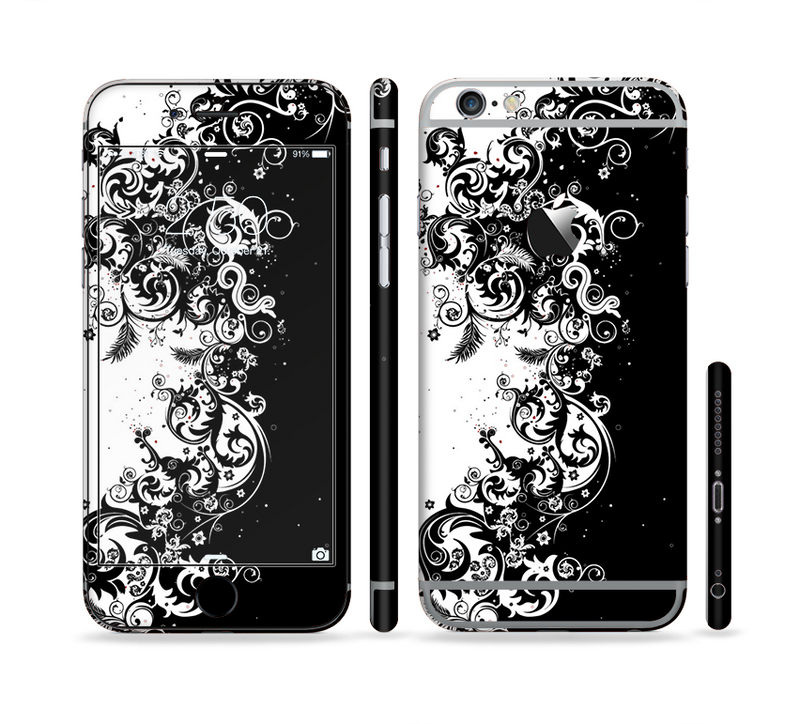 The Abstract Black & White Swirls Sectioned Skin Series for the Apple iPhone 6/6s