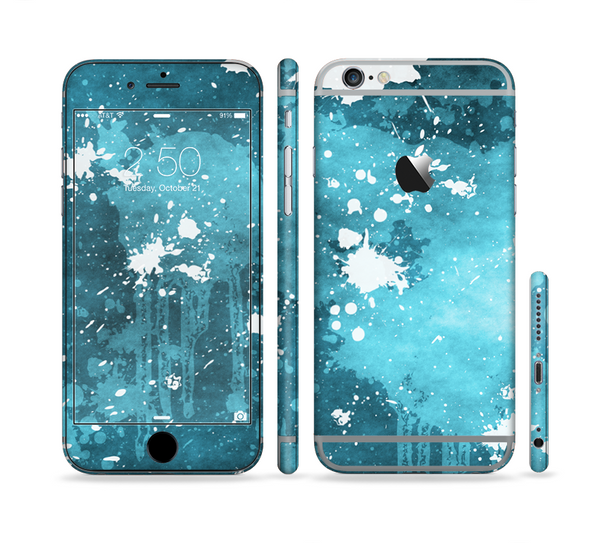 The Abstract Bleu Paint Splatter Sectioned Skin Series for the Apple iPhone 6/6s Plus