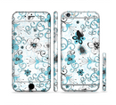 The Abstract Blue & Black Seamless Flowers Sectioned Skin Series for the Apple iPhone 6/6s Plus