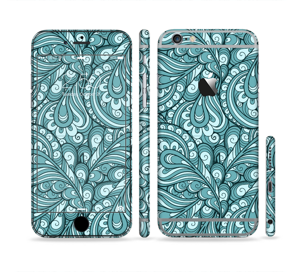 The Abstract Blue Feather Paisley Sectioned Skin Series for the Apple iPhone 6/6s
