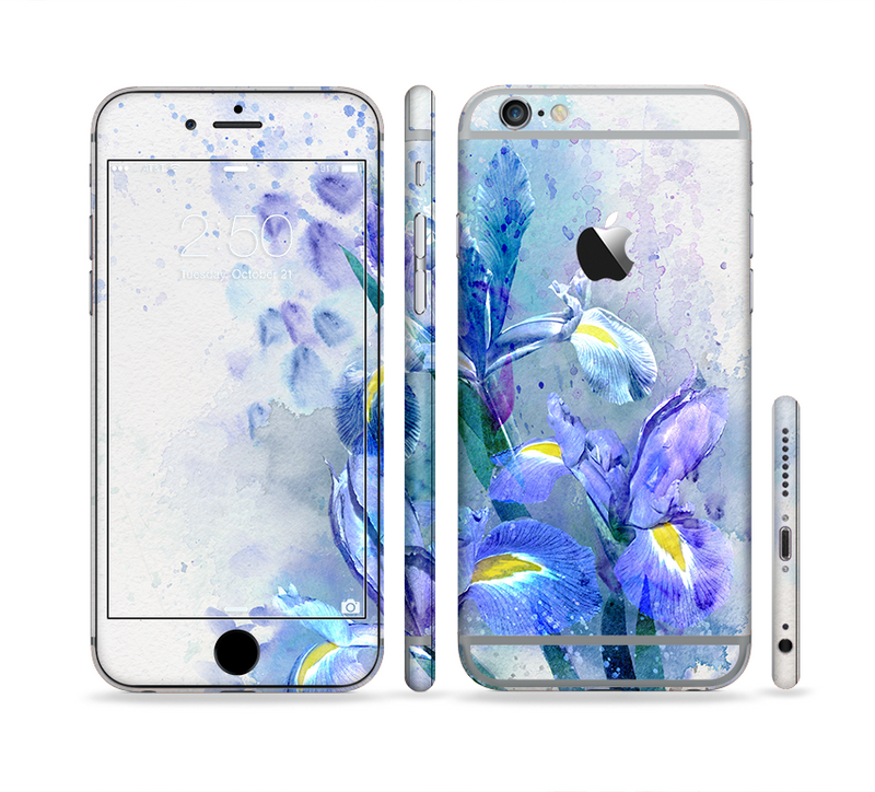 The Abstract Blue Floral Art Sectioned Skin Series for the Apple iPhone 6/6s