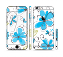 The Abstract Blue Floral Pattern V4 Sectioned Skin Series for the Apple iPhone 6/6s