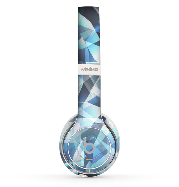 The Abstract Blue Overlay Shapes Skin Set for the Beats by Dre Solo 2 Wireless Headphones