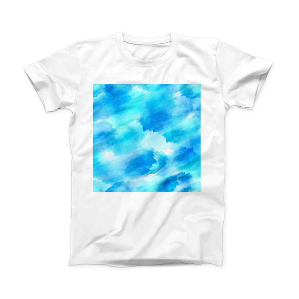 The Abstract Blue Stroked Watercolour ink-Fuzed Front Spot Graphic Unisex Soft-Fitted Tee Shirt