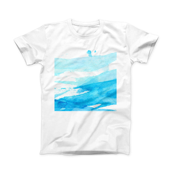 The Abstract Blue Strokes ink-Fuzed Front Spot Graphic Unisex Soft-Fitted Tee Shirt