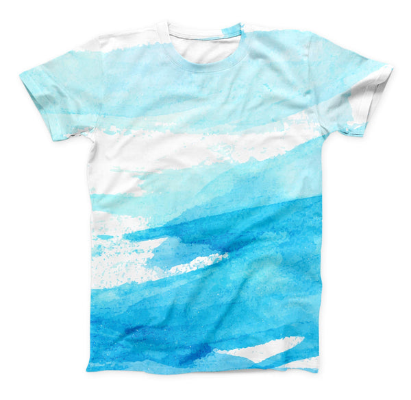 The Abstract Blue Strokes ink-Fuzed Unisex All Over Full-Printed Fitted Tee Shirt