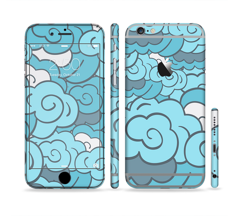 The Abstract Blue Vector Seamless Cloud Pattern Sectioned Skin Series for the Apple iPhone 6/6s