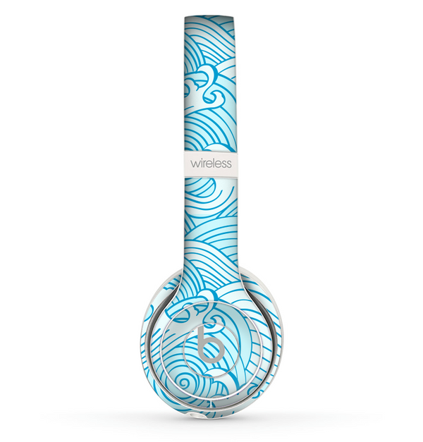The Abstract Blue & White Waves Skin Set for the Beats by Dre Solo 2 Wireless Headphones