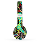 The Abstract Blue & Yellow Vector Feather Pattern Skin Set for the Beats by Dre Solo 2 Wireless Headphones