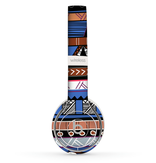 The Abstract Blue and Brown Shaped Aztec Skin Set for the Beats by Dre Solo 2 Wireless Headphones