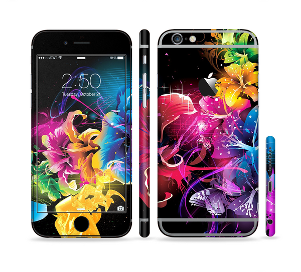 The Abstract Bright Neon Floral Sectioned Skin Series for the Apple iPhone 6/6s Plus