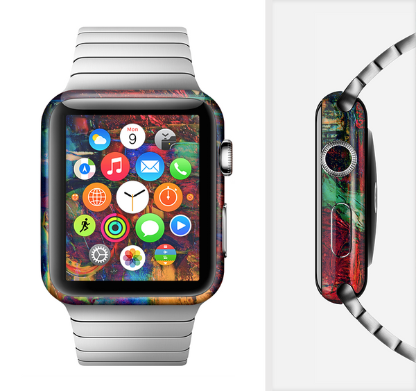 The Abstract Colorful Painted Surface Full-Body Skin Set for the Apple Watch