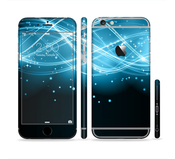 The Abstract Glowing Blue Swirls Sectioned Skin Series for the Apple iPhone 6/6s Plus