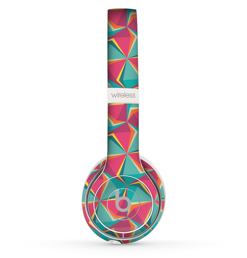The Abstract Opened Green & Pink Cubes Skin Set for the Beats by Dre Solo 2 Wireless Headphones