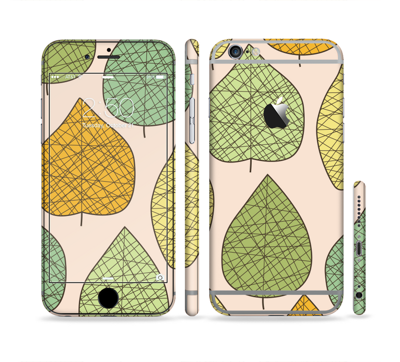 The Abstract Pastel Lined-Leaves Sectioned Skin Series for the Apple iPhone 6/6s