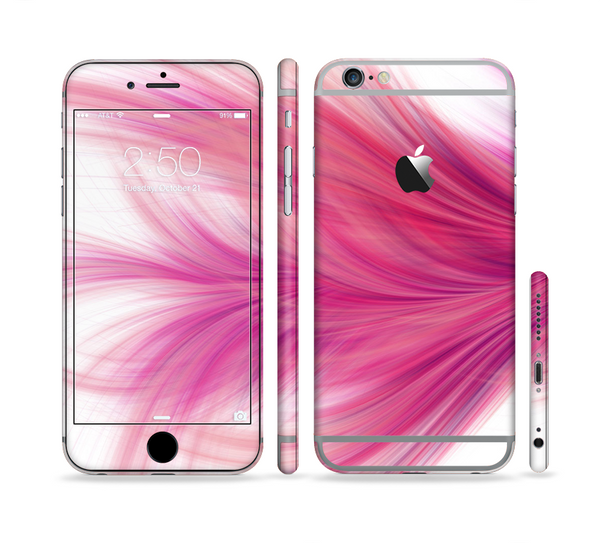 The Abstract Pink Flowing Feather Sectioned Skin Series for the Apple iPhone 6/6s Plus
