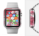 The Abstract Red, Pink and White Paint Splatter Full-Body Skin Set for the Apple Watch