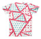 The Abstract Red and Teal Overlaps ink-Fuzed Unisex All Over Full-Printed Fitted Tee Shirt